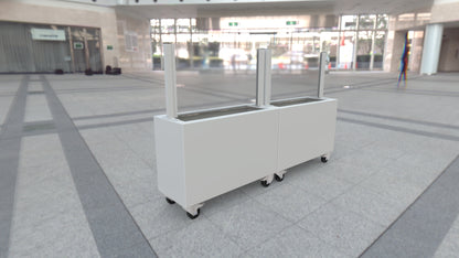 Tall Planter With Partitional Screen Locking Caster Wheels